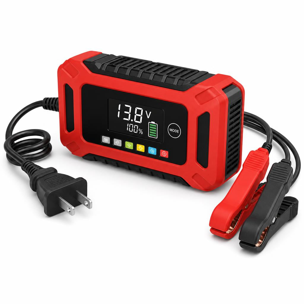 Cargador de baterías 12V, vista de ángulo